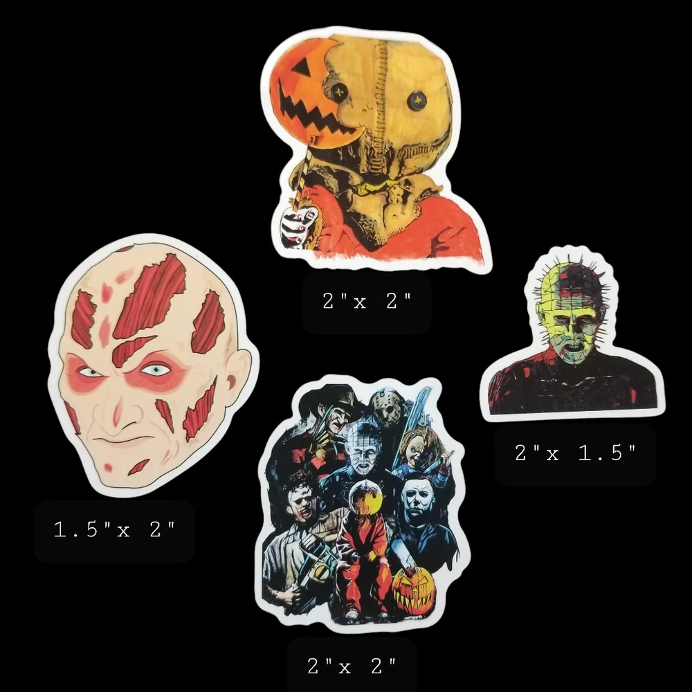 Horror Movie Vinyl Stickers Set Of 4 - Picture 2 of 2